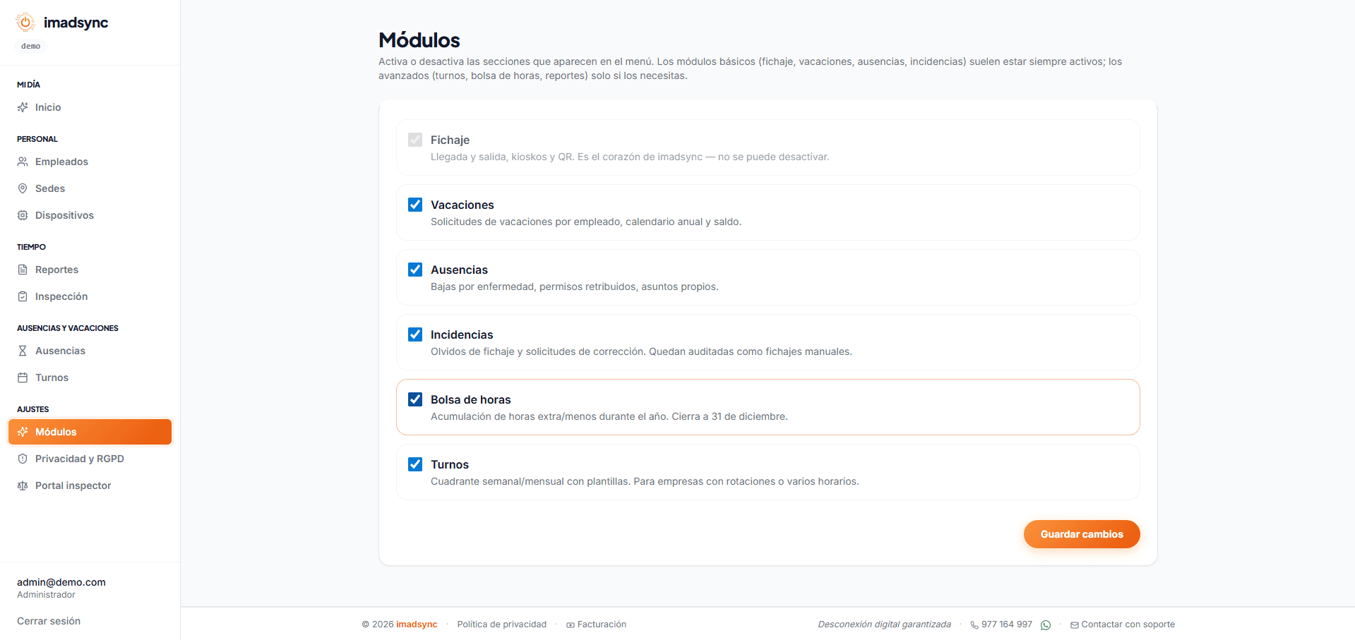 Configuración de módulos
