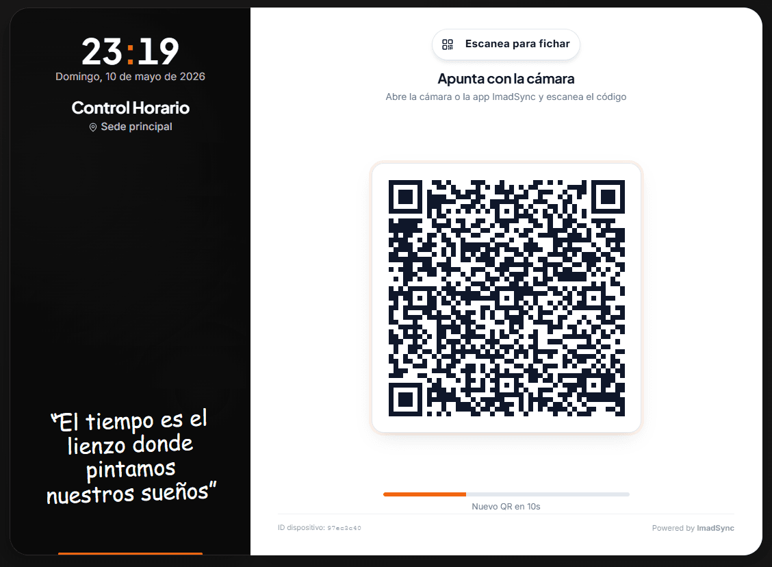 QR rotativo en tablet