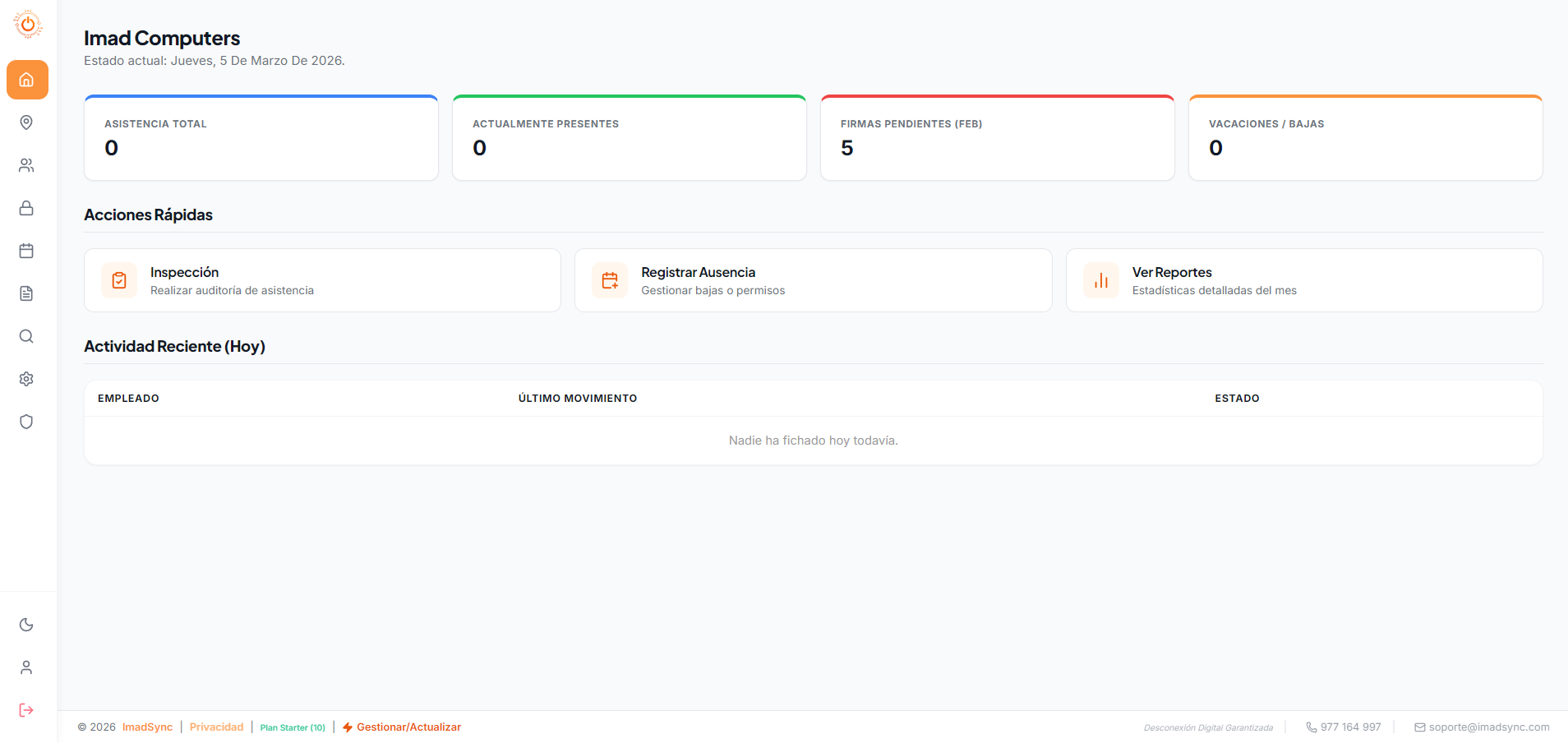 Panel de administración de ImadSync